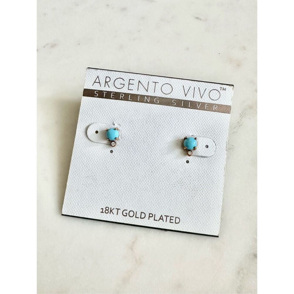 Argento Vivo 18 karat gold plated turquoise stud earrings
